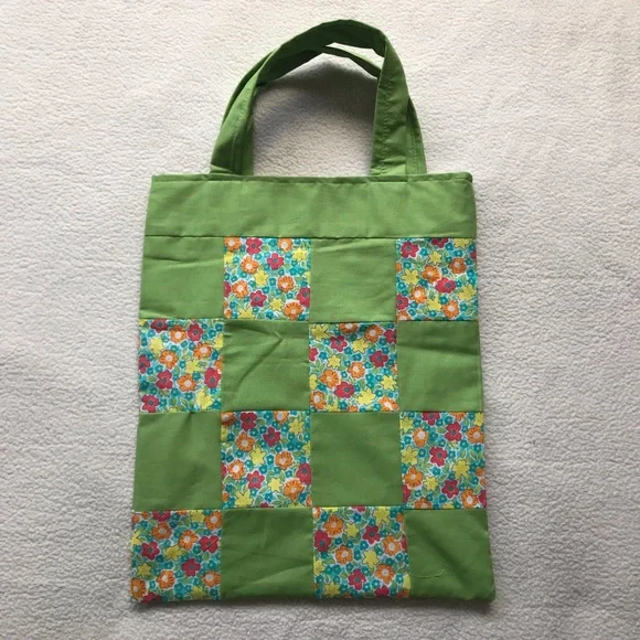 Handmade Green Floral Tote Bag BRAND NEW - Picture 5 of 5